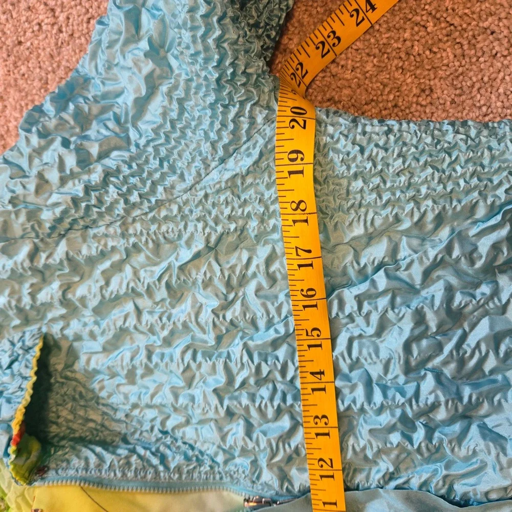 UBU Reversible Y2K Crinkle Jacket Womens Medium Green Pink Blue Zip Front - Picture 10 of 12